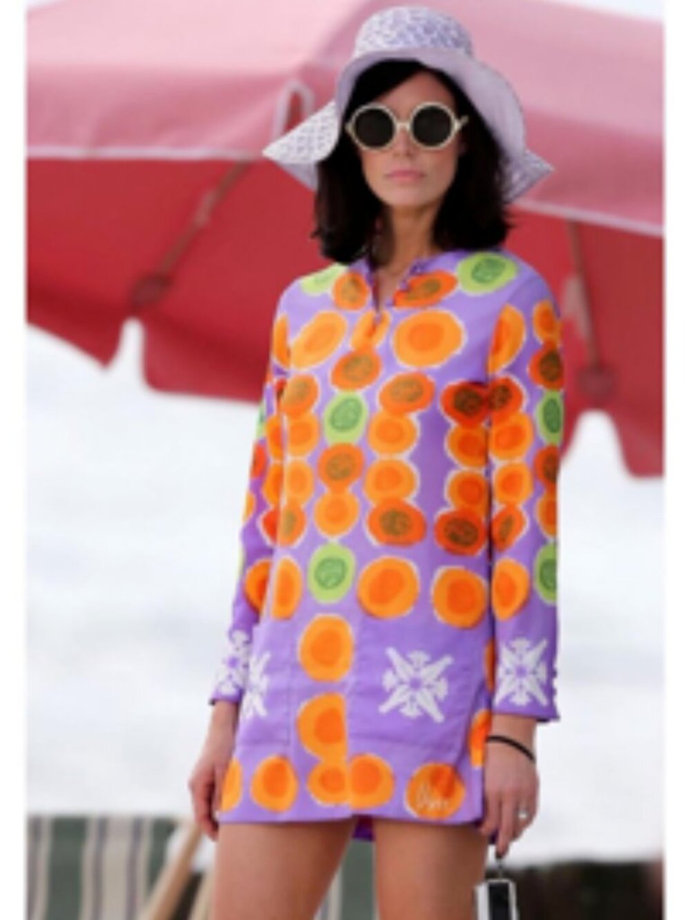Vtg Vera Neumann Mod Graphic Caftan Dress Megan Draper Mad Men ASOTV S/M